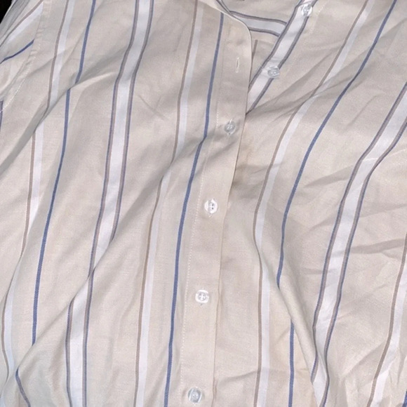 Kal Rieman tan striped button down top size 14 - Picture 8 of 9